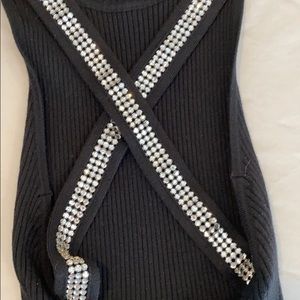 Marciano Black Rhinestone turtleneck SZ XS
